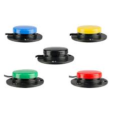 A series of multi-colored buttons